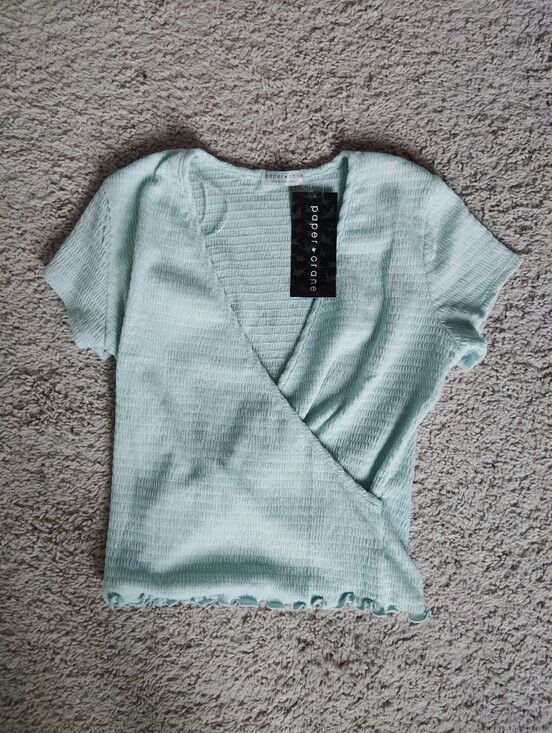 Paper Crane Tops - Paper Crane Pastel Blue Wrap Top